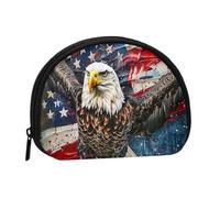 American USA Flag Eagle Printed Coin Purse Pouch-Shell Pouch Wallet,Mini Storage Bag,Cosmetic Bagholder for Woman Girls