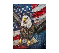 American USA Flag Eagle Printed Wooden Puzzle 500 Piece, Cute Puzzle Game in Plastic Box for Family Entertainment and Brain Training Gifts