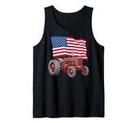 American USA Flag Tractor Farmer Tank Top