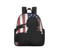 American USA Soldier Saluting USA Flag Teacher Backpack 12.40x5.12x14.17inch Bag Pack Multipurpose Casual Travel Bag Business Travel School,Office
