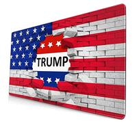 American USA Trump Flag Extended Gaming Mouse Pad with Stitched Edges Large Mousepad with Premium Textured Cloth Non-Slip Rubber Base Keyboard Pad Desk Mat for Gamer Office Home