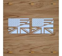 American USA UK Flag Merged Sticker Decal Vinyl Union Jack British - 2 Pack White 10.2cm - for Car Boat Laptop Cup No Background Die-Cut