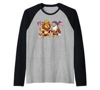 American USA United Kingdom Flag British UK England Raglan Baseball Tee
