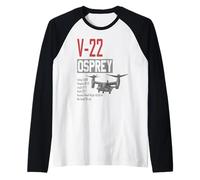American V/STOL Military Aircraft V22 Osprey Raglan Baseball Tee