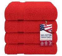 American Veteran Towel, 100% Cotton Turkish Bath Towels for Bathroom 4 Pack, 27x54 Extra Large Premium Soft Drying Bathroom Towels, Red