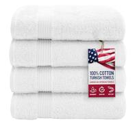 American Veteran Towel, 100% Cotton Turkish Bath Towels for Bathroom 4 Pack Clearance Prime, 27x54 Extra Large Premium Soft Drying Bathroom Towels, White