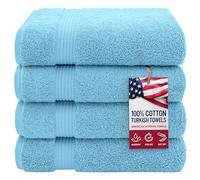 American Veteran Towel, 100% Cotton Turkish Bath Towels for Bathroom 4 Pack Clearance Prime, 27x54 Extra Large Premium Soft Drying Bathroom Towels, Sky Blue