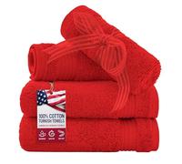 American Veteran Towel, 100% Cotton Turkish Washcloths for Bathroom Essentials 4 Pack, Soft Absorbent Wash Cloths Quick Drying Small Towels Washrags, Red