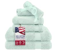 American Veteran Towel, 6 Piece Towel Set for Bathroom, 100% Cotton Turkish Bathroom Towels, 2 Bath Towels 2 Hand Towels 2 Washcloths, Mint