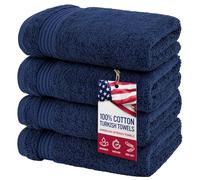 American Veteran Towel, Hand Towels for Bathroom Set of 4, 100% Cotton Turkish Hand Towel Sets Clearance Prime, Soft Hand Face Towels, Navy Blue Hand Towels
