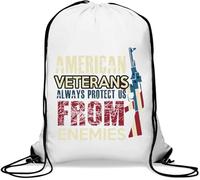 American Veterans Always Protect Us From Enemies Gym Sack Casual Drawstring Bag White