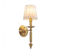 American Vintage Brass Wall Sconce,D Wall Lamp Fixture with Fabric Shade, Bedside Reading Light, Indoor Decorative Sconce Lighting for Bedroom, Living Room, Hallway, Stairway(5.92"(15Cm))/5.92"(15Cm)