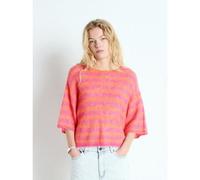 American Vintage Womens Fluorescent Orange Striped Hibiscus Nenybay Jumper