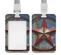 American Wastern Texas Star Badge Holder Hard Plastic Card Case Protector Pouch Name Key Card Holder Case for Office ID Credit Cards and Proximity Key Cards
