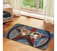American Wastern Texas Star Dog Food Mat, Absorbent Pet Feeding Mat for Food and Water Bowls Non-Slip Placement Pad for Floors Waterproof Quick Dry Water Dispenser Mat for Dogs Puppy Cats 16x24 Inch