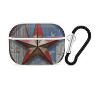 American Wastern Texas Star for Airpod Pro Case Cover Hard Shell Full Drop Protection Cover with Keychain Compatible with AirPod Pro 2nd/1st Generation, Front LED Visible,White