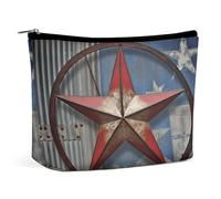 American Wastern Texas Star Travel Makeup Bag Large Toiletry Bag for Women Waterproof Cosmetic Bags for Purse Portable Makeup Organizer Bags Cute Zipper Pouch Cosmetic Pouch Funny Travel Makeupbag