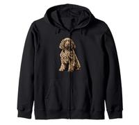 American Water Spaniel Dog Illustration Zip Hoodie