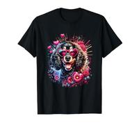 American Water Spaniel Dog St Valentines Day Artwork Value Graphic T-Shirt, Men, Black, L