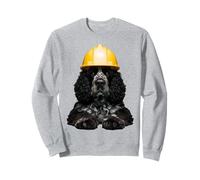 American Water Spaniel Dog Yellow Hard Hat Helmet Worker Dad Sweatshirt