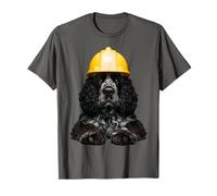 American Water Spaniel Dog Yellow Hard Hat Helmet Worker Dad T-Shirt