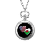 American Welsh Flag Vintage Pocket Watch with Chain Arabic Numerals Scale Quartz Pocket Watches Gifts for Men Women