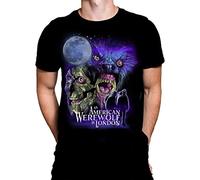 American Werewolf Full Moon Mens Tshirt Halloween Gothic Horror Print, Black Graphic T-Shirt, Movie Poster Tee