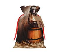 (American West Rodeo) Burlap Gift Bags With Drawstring, S Size Holiday Present Goody Bags For Xmas Party