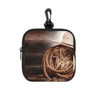 American West Rodeo Cowboy Straw Hat Traditional Western Ranching Rope Old Wood Ranch Barn, Coin Purse Square Zipper Storage Bag, Change Pouch with Lobster Buckle Clasp Buckle, Change Purse