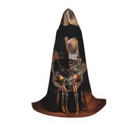 American West Rodeo Hat Print Halloween Costume,Medieval Cape With Comfortable Hood,For Cosplay,Parties And More