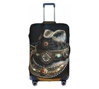 American West Rodeo Hat print Washable Travel Luggage Cover Abstract Colorful Print Luggage Suitcase Protector, White, Small, White, Small