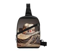 American West Rodeo Hat Printed Chest Bag Shoulder Sling Bag for Men Women, Foldable Outdoor Crossbody Chest Packs Sport Daypacks
