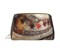 American West Rodeo Hat Printed Cosmetic Bags for Women Mom, Small PVC Leather Travel Makeup Bag Cute Gifts Toiletry Bag with Zipper
