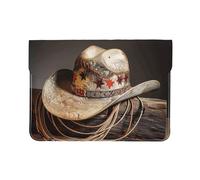 American West Rodeo Hat Printed Laptop Sleeve 13-Inch Leather Laptop Case Computer Bag Cover for Travel, Work, Business