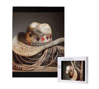 American West Rodeo Hat Printed Wooden Intelligence Puzzle 38x52 CM, 500 Pieces(boxed) Jigsaw Puzzles Education Game for Adults, Home Decoration Puzzle