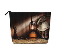 American West Rodeo Patterned Women's Cosmetic Bag, Single Layer Toiletry Bag, Suitable for Daily Storage, Travel, and Business Trips.