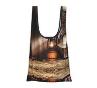 American West Rodeo Print Foldable Reusable Grocery Bag Lightweight Shopping Tote for Groceries Travel Beach Eco-Friendly Compact Adventure Tote