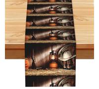 American West Rodeo Print Linen Texture Table Runner Fade-Resistant Dining Table Decor For Buffet Console Kitchen 33x183cm