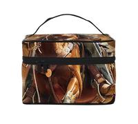 American West Rodeo Printed Travel Makeup Bag Spacious Portable Cosmetic Organiser with Handle, Large Capacity Toiletry Bag, Gift for Women Girls