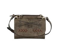 American West Texas 2 Step Leather Crossbody with Built In Wallet for Women, Distressed Charcoal Brown, One Size, Texas Two Step