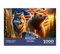 American Wilderness Truck 1000 Pc Recycled Paper Adult Jigsaws - Wolf Bear US Flag Art Challenging Puzzles, for Men And Women Great Gift Idea52x38cm/1000pcs