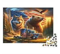 American Wilderness Truck Puzzle 1000 Pieces Recycled Paper for Adults Puzzle for Adults Educational Game Challenge Fun Home Present Great Gift for Kids Age 12 Years Up 70x50cm/1000pcs