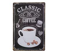 AMERICAN WIT Coffee Shop Metal Sings (3D Classic Coffee with Beans) 8" x 12" Wall Art Kitchen Decor Plaque Poster