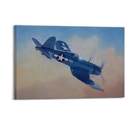 American WW2 Vintage Military Aircraft Poster F4U Corsair Carrier-based Fighter Poster Decorative Painting Canvas Wall Posters And Art Picture Print Modern Family Bedroom Decor Posters 12x18inch(30x45
