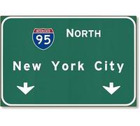 American Yesteryear I-95 Interstate NYC New York City ny Highway Freeway - Tin Sign,Retro Vintage Metal Sign Poster Pub Bar Kitchen Garden, Home, Plaque,Decorative Art, 2 Sizes (A4)