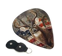 Americana Flag Deer Guitar Plectrum 6-Piece Set For Acoustic Guitar, Electric Guitar, Bass, Ukulele - Thin, Medium And Thick