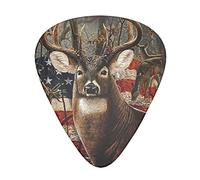 Americana Flag Deer Guitar Plectrums 12-Piece Set For Acoustic Guitar, Electric Guitar, Double Bass, Ukulele