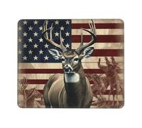 Americana Flag Deer Mouse Pad with Stitched Edge, Comfortable Mouse Pads with Non-Slip Rubber Base Gaming Mouse Mat Washable Mousepads Computers Laptop Desk Accessories for Office 8.3 x 10.3 in