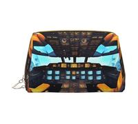 Americana Flag Deer Print Cosmetic Bags,Leather Makeup Bag Small For Purse,Cosmetic Pouch,Toiletry Clutch For Women Travel, Airplane Cockpit, One Size