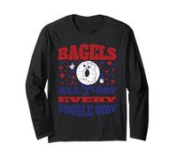 Americana New York Bagels Funny Breakfast Mascot 50s Vintage Long Sleeve T-Shirt